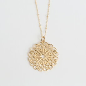 【Rudymoa Long Necklace】 K18/Pt900 透かし柄 モチーフ ロングネックレス アラベスク 地金 ネックレス 18金 18k k18 pt900 ゴールド ピンクゴールド ホワイトゴールド プラチナ レディース ペンダント プレゼント ギフト