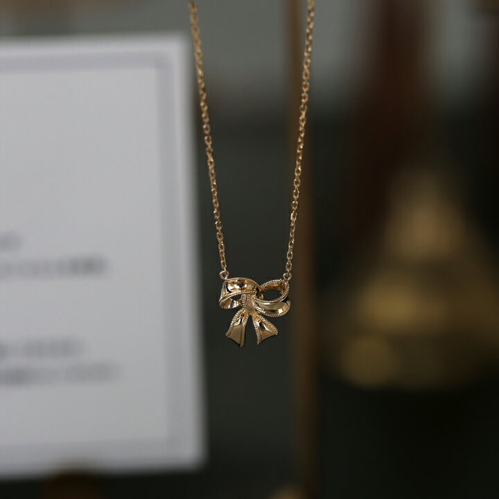 楽天市場】【Ribbon Necklace】 K10/K18/Pt900 リボン モチーフ 地金 