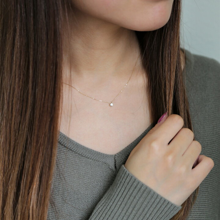 楽天市場】【Bersa Necklace 0.10ct】 K10/K18 一粒 ダイヤモンド 