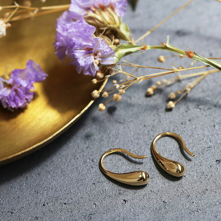 楽天市場】【Drop Hook Pierce】 K10/K18/Pt900 雫 モチーフ 地金 