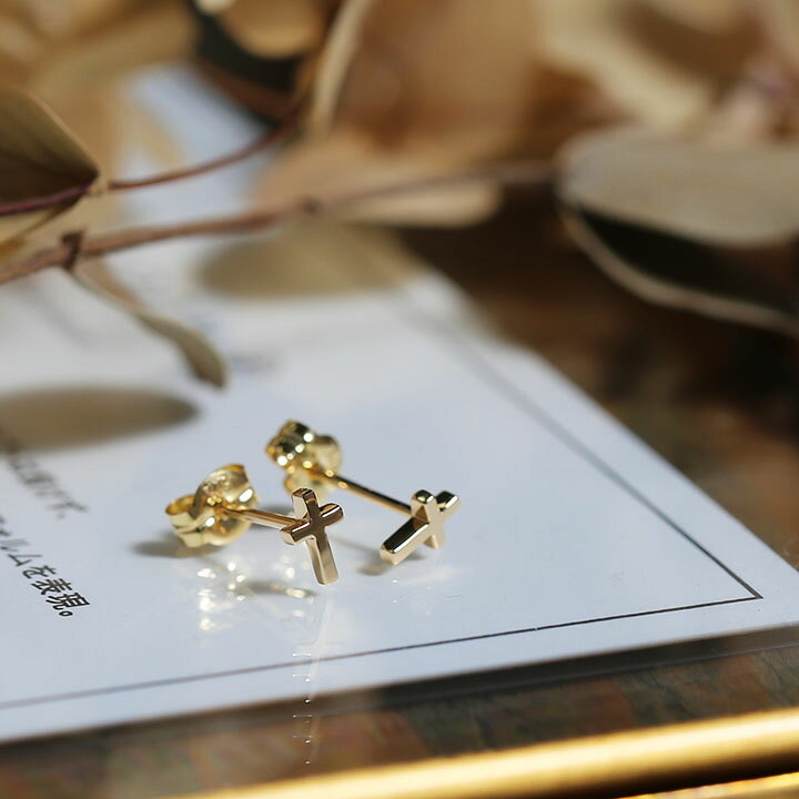 楽天市場】【Bullion Pierce】 K10/K18/Pt900 クロス モチーフ 地金 