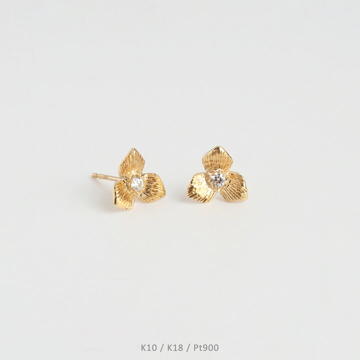 楽天市場】【Trillium / Pierce】 K10/K18/Pt900 花 モチーフ 一粒  
