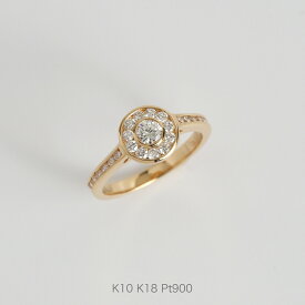 【Cefiro Ring】 K10/K18/Pt900 ダイヤモンド ヘイローデザイン リング 指輪 婚約指輪 エンゲージリング k18 18金 18k k10 10金 10k pt900 ゴールド ピンクゴールド ホワイトゴールド プラチナ レディース 号 プレゼント ギフト