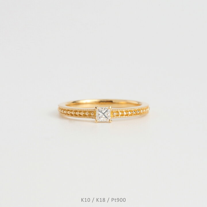 楽天市場】【Basic Ring】 K10/K18/Pt900 一粒 プリンセスカット 