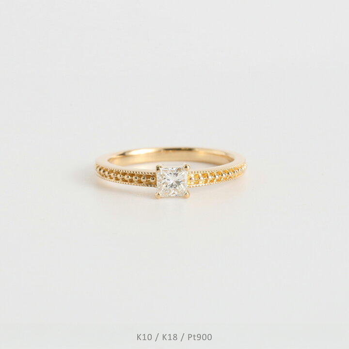 楽天市場】【Basic Ring L】 K10/K18/Pt900 プリンセスカット 一粒  