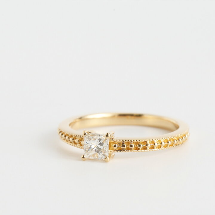 楽天市場】【Basic Ring L】 K10/K18/Pt900 プリンセスカット 一粒 