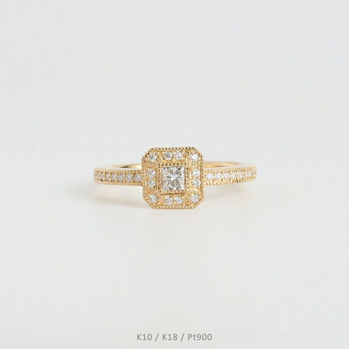 楽天市場】【Laurence Ring】 K10/K18/Pt900 プリンセスカット  