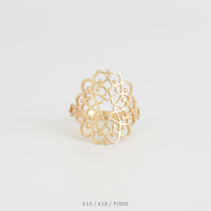 楽天市場】【Blossom Ring】 K10/K18/Pt900 透かし柄 つや消し 地金 