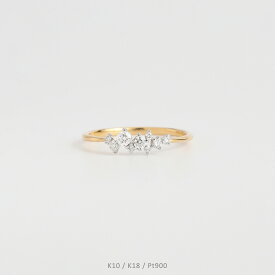 【Rainy Ring】 K10/K18/Pt900 雨粒 モチーフ ダイヤモンド コンビカラー リング 指輪 10金 10k k10 18金 18k k18 pt900 イエローゴールド ホワイトゴールド プラチナ レディース サイズ 号 プレゼント ギフト