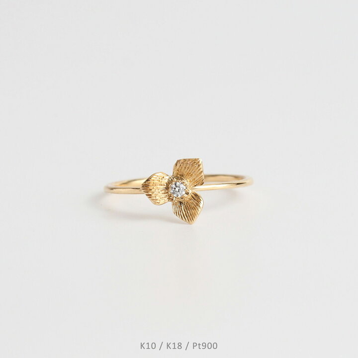 楽天市場】【Trillium / Ring】 K10/K18/Pt900 一粒 ダイヤモンド 花 