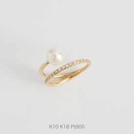 【Drip Ring / Diamond Pearl】 K10/K18/Pt900 淡水パール ダイヤモンド リング 指輪 一粒 110金 10k k10 18金 18k k18 pt900 ゴールド ピンクゴールド ホワイトゴールド プラチナ レディース 真珠 サイズ 号 プレゼント ギフト