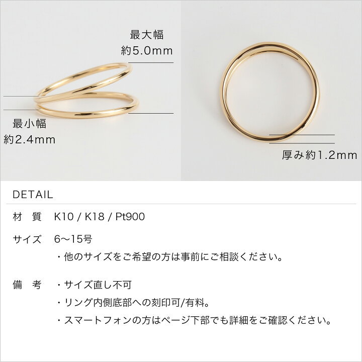 楽天市場】【Athena Ring】 K10/K18/Pt900 ダブルライン 地金 リング 