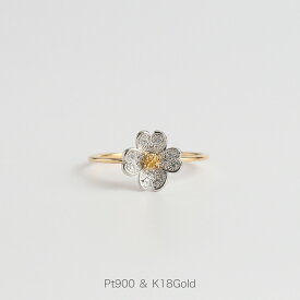 【Flowering / Ring】 Pt900＆K18 リング 花水木 ダイヤモンド プラチナ ゴールド コンビ 指輪 k18 18金 18k pt900 レディース プレゼント ギフト