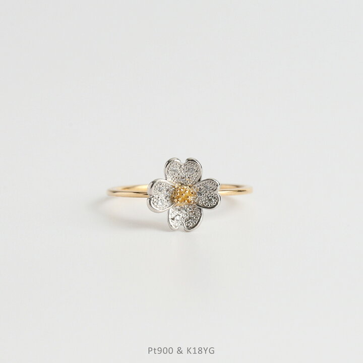 楽天市場】【Flowering / Ring】 Pt900＆K18ゴールド 花 モチーフ 