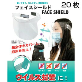 【キャンペーン中】【日本製】フェイスシールド　20枚医療用　業務用　簡易包装マジックテープ眼鏡併用可