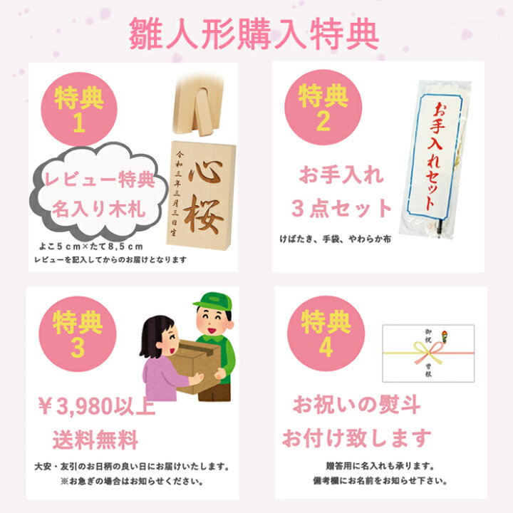 楽天市場】【レビュー特典木札・お手入れセット付】雛人形 コンパクト 
