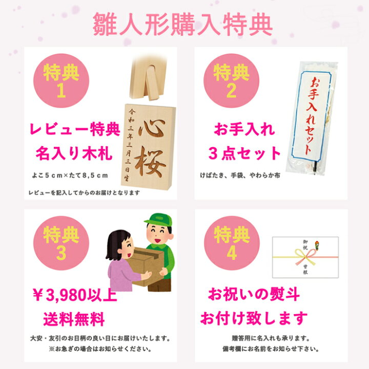楽天市場】【レビュ－特典木札・お手入れセット付】 雛人形 コンパクト 