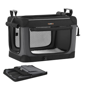 【SSだけ!!!P15★15%OFF】FEANDREA ペットキャリー バッグ S Mサイズ 犬 猫 キャリーケース 折りたたみ 持ち運び便利 通気性 臭気がない 犬 猫 フレームが入った頑丈なソフトタイプ 収納ポケット付き 車載ドライブ お出かけや緊急時ブラック 4面メッシュ