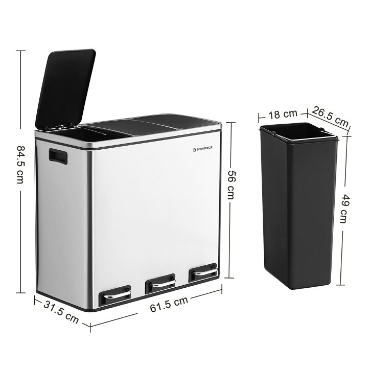 楽天市場】ゴミ箱 3分別 ダストボックス 3x18L ステンレス 分別 蓋付き  