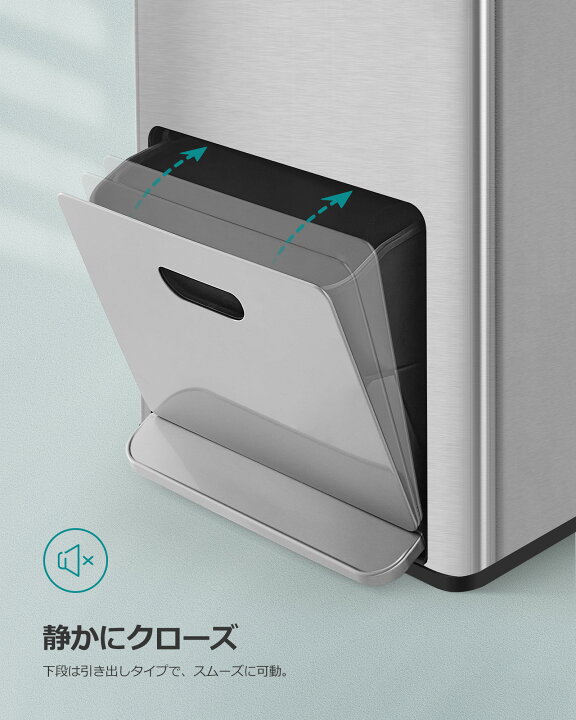 楽天市場】SONGMICS ゴミ箱 2段式3分別 縦型 60L ペダル式キッチン  