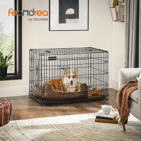 【24H限定 ★5%OFF!】FEANDREA ペットケージ 107x70x77.5cm 室内外兼用 犬 猫 トレー付き 折り畳み式 持ち手付き 移動便利 NPPD42H 【送料無料(北海道 沖縄 離島など除く)】