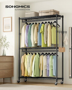 SONGMICS nK[bN mX`[bN 2iߑbN 75x s40x 199 cm ω׏d122kg \ȒIƃ|[ 3IL tbNALX^[t ȒPg [h[u ubN