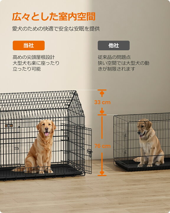 楽天市場】【24H限定 ☆5%OFF!】FEANDREA 犬 ケージ 折りたたみ犬用 