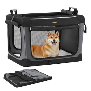 FEANDREA ペットキャリー バッグ S M Lサイズ 犬 猫 キャリーケース 折りたたみ 持ち運び便利 通気性 臭気がない 犬 猫 フレームが入った頑丈なソフトタイプ 収納ポケット付き 車載ドライブ お