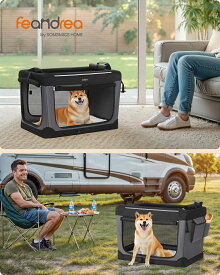 【SSだけ!!!P15★15%OFF】FEANDREA ペットキャリー バッグ XS S M Lサイズ 犬 猫 キャリーケース 折りたたみ 持ち運び便利 通気性 臭気がない 犬 猫 フレームが入った頑丈なソフトタイプ 収納ポケット付き 車載ドライブ お出かけや緊急時ブラック