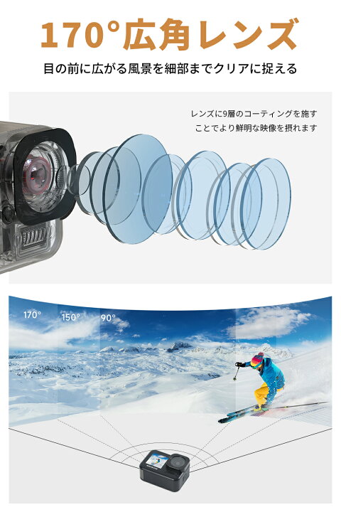 楽天市場】【IPX8本機防水20M】アクションカメラ 4K 60fps 48MP 