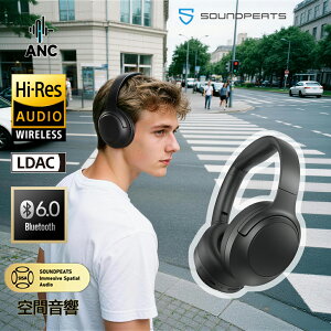 SOUNDPEATS CovePro ���C�����X�w�b�h�z�� Bluetooth 6.0 LDAC/�n�C���]�Ή� �ő�-56 ANC�A�N�e�B�u�m�C�Y�L�����Z�����O �O������荞�� �ő�95���ԍĐ�+�}���[�d ������40mm����a�f���A���h���C�o�[ �}