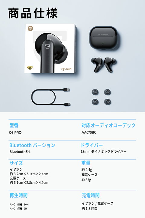 楽天市場】ワイヤレスイヤホン ANCノイズキャンセリング 外音取り込み 