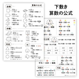 【下敷き】算数の公式　一覧表　小学生　中学生　高校生　A4サイズ 知育 小学 受験