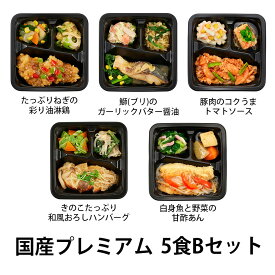 【2点以上で10%OFFクーポン対象！5/29まで】かたおか 食のそよ風 国産プレミアム5食 Bセット(鶏から甘酢あんかけ、ブリのガーリックバター醤油、豚肉のコクうまトマトソース、チキンと彩り野菜のクリームシチュー、酢豚）