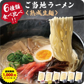 九州＆北海道の人気ご当地ラーメン6食入り≪送料無料≫1000円ポッキリ！国産小麦を使用したモチモチ熟成生麺6食入り※【A】～【I】からご選択ください。