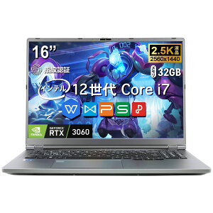 �V�i �m�[�g�p�\�R�� �Q�[�~���O�m�[�gpc �C���e�� Core i7-12700H RTX 3060 ������16GB 32GB ��e��SSD1TB�ő�16�C���` �t�� 2560x1600 QHD�f�B�X�v���C �p�\�R�� �m�[�g�p�\�R�� �o�b�N���C�g�L�[�{�[�h �m
