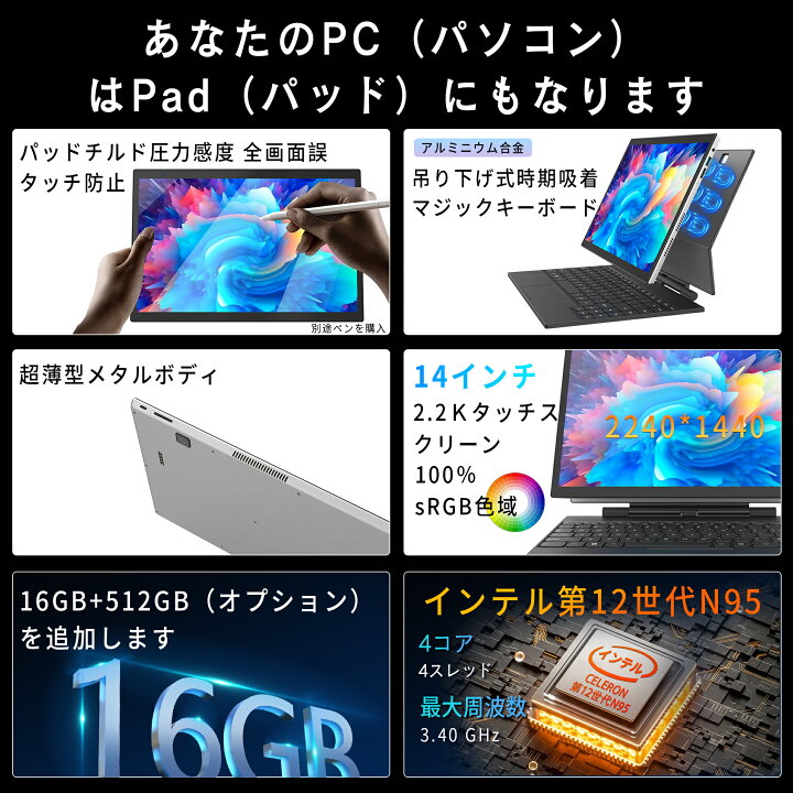 楽天市場】ノートパソコン 2in1 タッチパネル タブレットモード ノート 