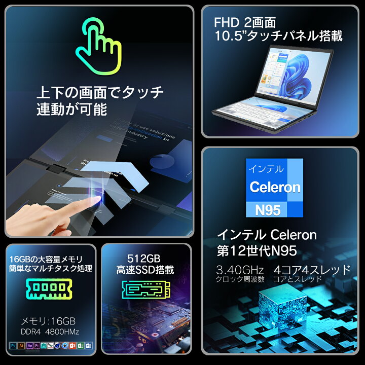 楽天市場】ノートパソコン WPS搭載 windows11 Celeron第12世代 N95 