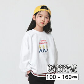 子供服 ベビー キッズ 長袖 トップス Tシャツ 七分 オーバーサイズ イラスト ショート丈 女の子 ガール 男の子 ボーイ こども 子ども 韓国子供服