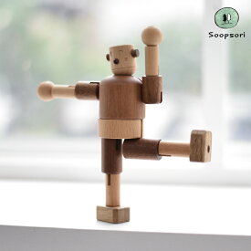 木のおもちゃ 赤ちゃん 木製ロボット タルボ 手足の関節も自由自在に動く 木のロボット 人形 赤ちゃんおもちゃ 10ヶ月 1歳 1歳半 プレゼント 指先知育 誕生日 出産祝い 木製ドール 舐めても安心 スプソリ