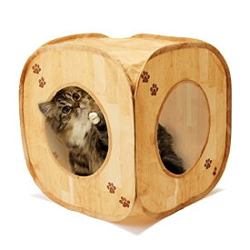 猫壱 キャットプレイキューブ (木目柄) 送料無料