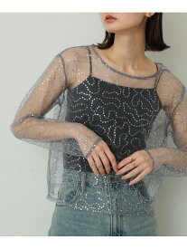 【SALE／49%OFF】スパンコールチュールトップ SENSE OF PLACE センス オブ プレイス トップス カットソー・Tシャツ ブラック シルバー ゴールド【RBA_E】[Rakuten Fashion]