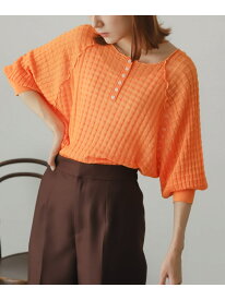 【SALE／70%OFF】2WAYシアーセーター(5分袖) SENSE OF PLACE センス オブ プレイス トップス ニット オレンジ グリーン ブルー ブラック【RBA_E】[Rakuten Fashion]