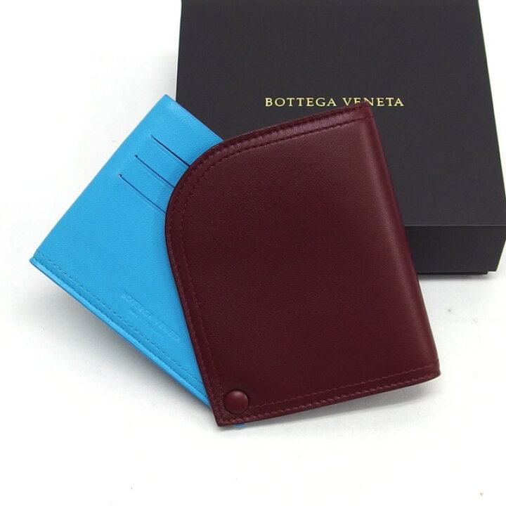楽天市場】ボッテガヴェネタ カードケース ボルドーx水色【未使用品  