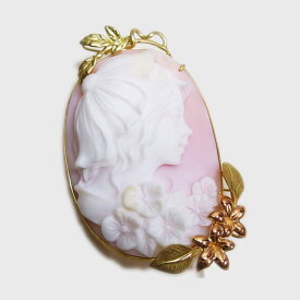 女性モチーフ　コンクシェル　カメオ　ブローチ　ペンダントトップ　K18YG【送料無料！】【代引き手数料無料！】【中古】【20251028】