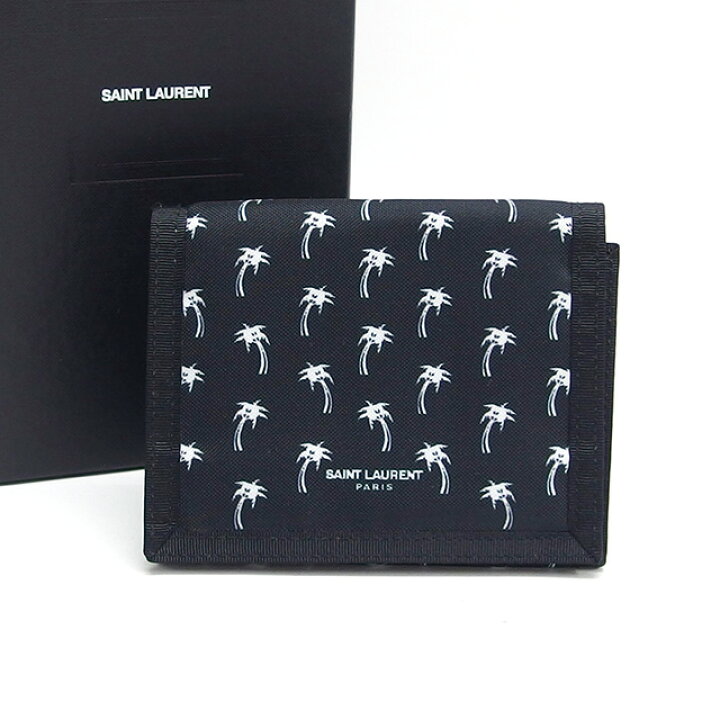 楽天市場】サンローラン パリ 三つ折り財布 黒 ナイロン ヤシ【未使用  