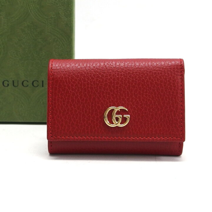楽天市場】グッチ プチマーモント 三つ折り コンパクト財布 赤【未使用  