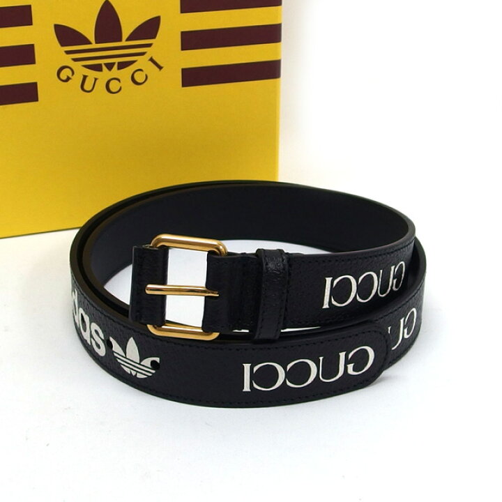 楽天市場】グッチxアディダス コラボ レザーベルト サイズ90 黒x白【未  