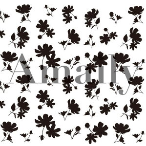 Amaily アメイリー ネイルシールNo.1-7 花シルエット 黒【ネイルシール ネイルアート シール ネイルアート用品 デコネイルシール Amaily アメイリー 夏 ハワイアン ハイビスカス