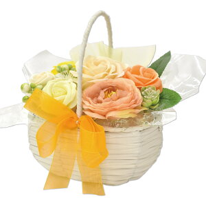 ソープフラワー ブーケ 7輪ブーケ バスケット 約20cm ギフト プレゼント バラ 薔薇 シャボンフラワー アレンジメント 造花 飾り方 そのまま 誕生日 結婚 ホワイトデー 卒業 卒園 離任 退職 送